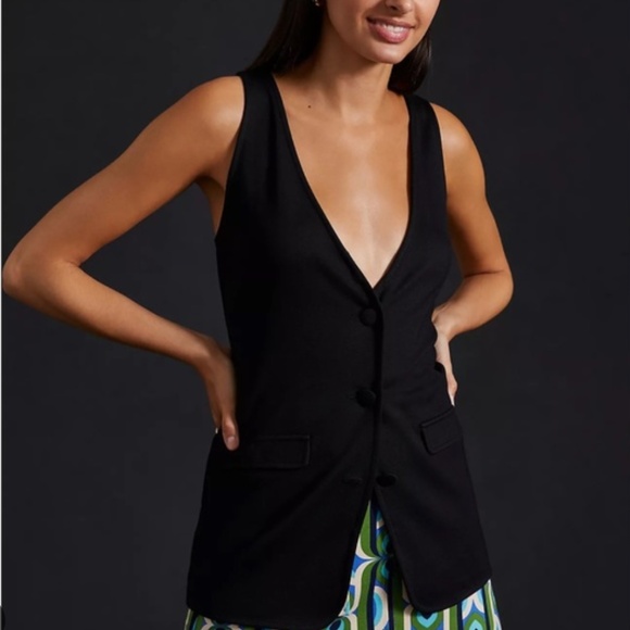 Anthropologie Maeve Black vest button down small - Picture 1 of 4
